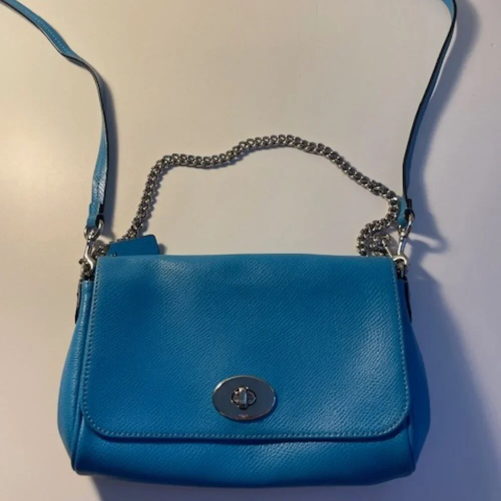 Coach Bright Blue Leather Pocket book